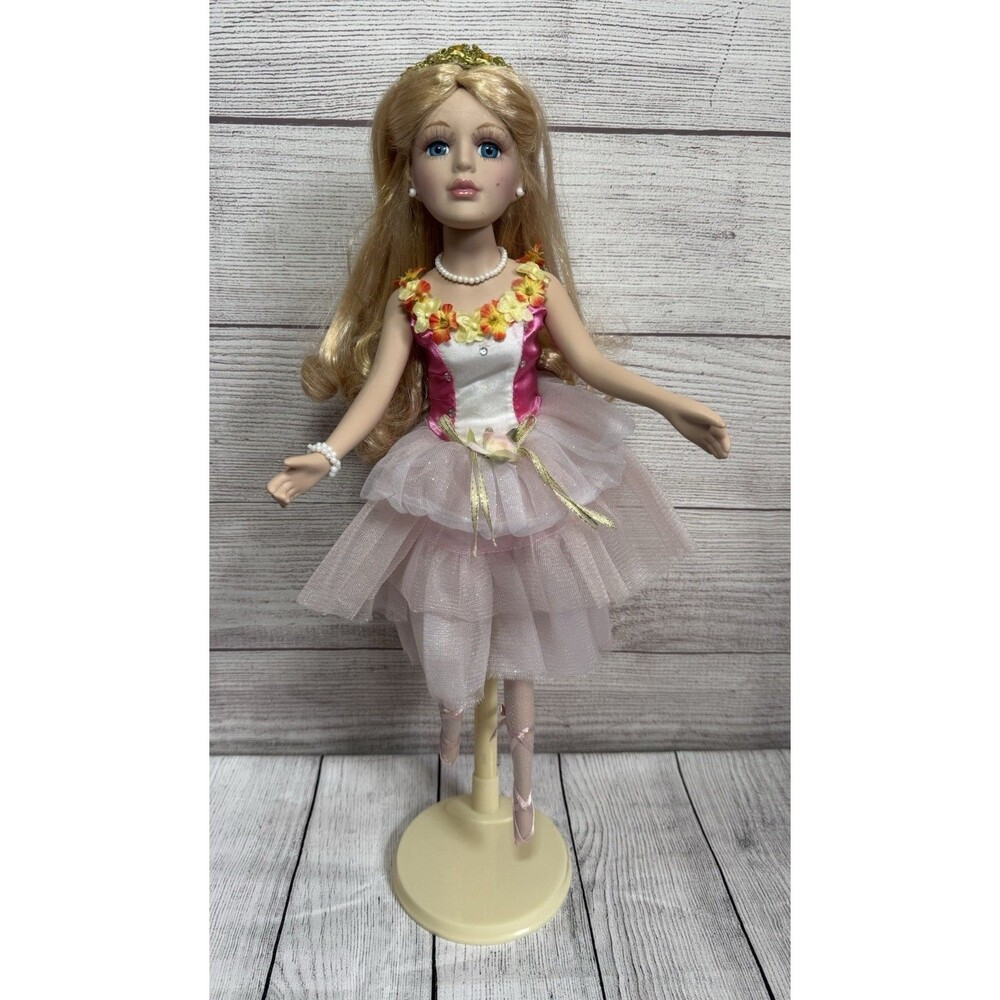 16” Porcelain Doll Ballerina Doll With Stand  NWOB